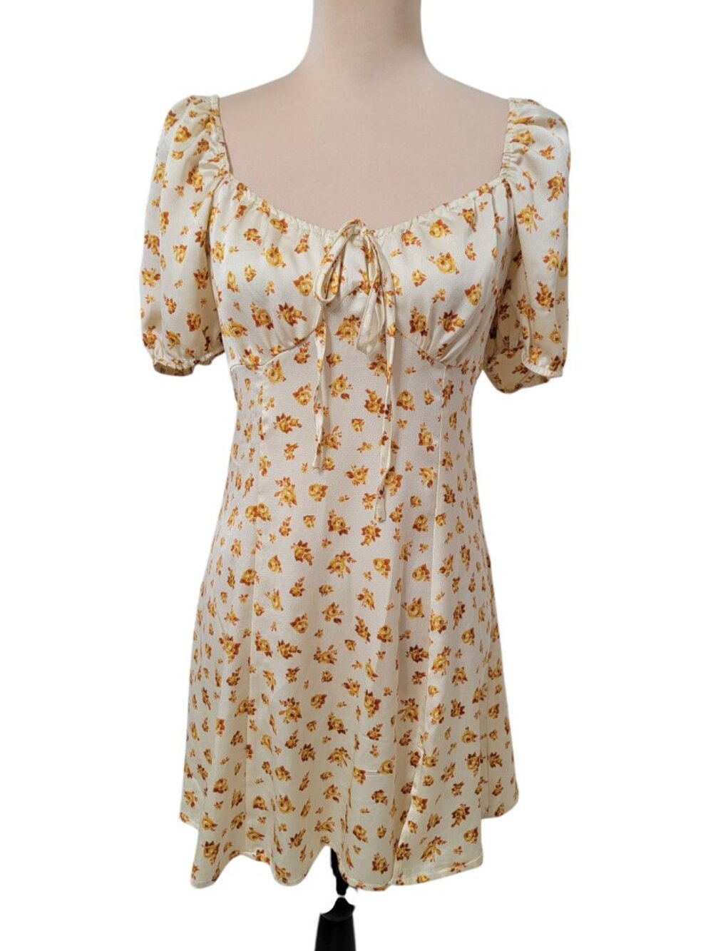 Blue Rain Size S "Darcy" Boho Milkmaid Style A-Line Dress, Flroal Print